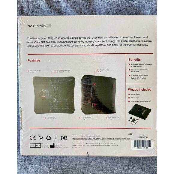 SEALED Hyperice Venom Back Wrap - Advanced Heat, Vibration, Massage Severe Pain - Picture 12 of 15